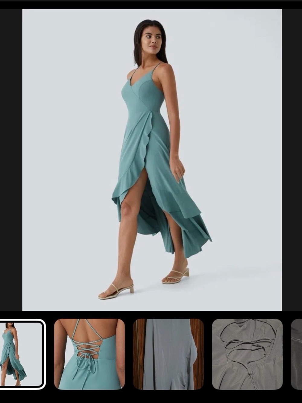 HALARA Teal Ruffle  Dress- “breezeful”